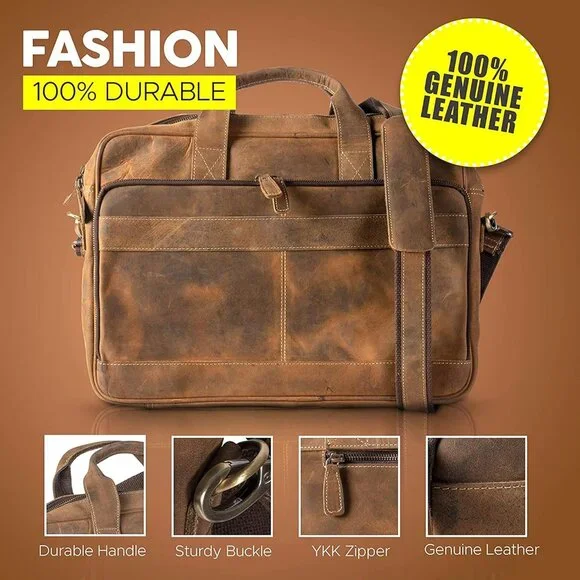 Leather briefcase 18 Inch Laptop Messenger Bags for Men and Women Best Office br